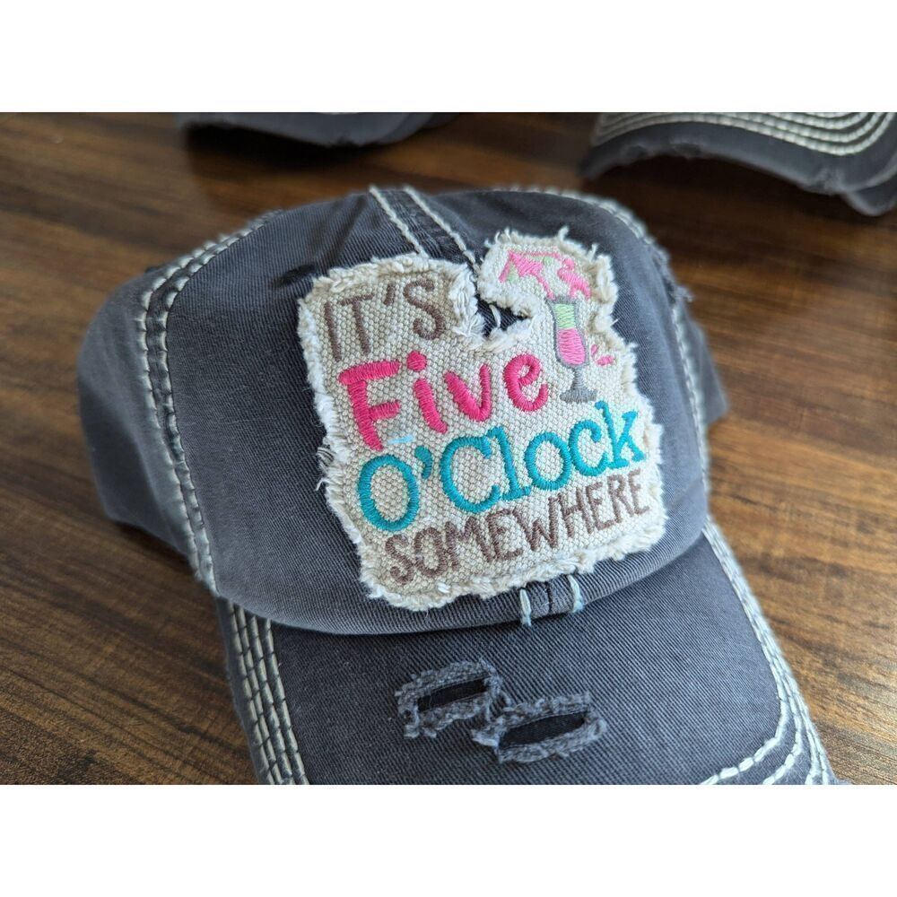 Black Its Five OClock Somewhere Ladies Ball Cap - Picture 5 of 5